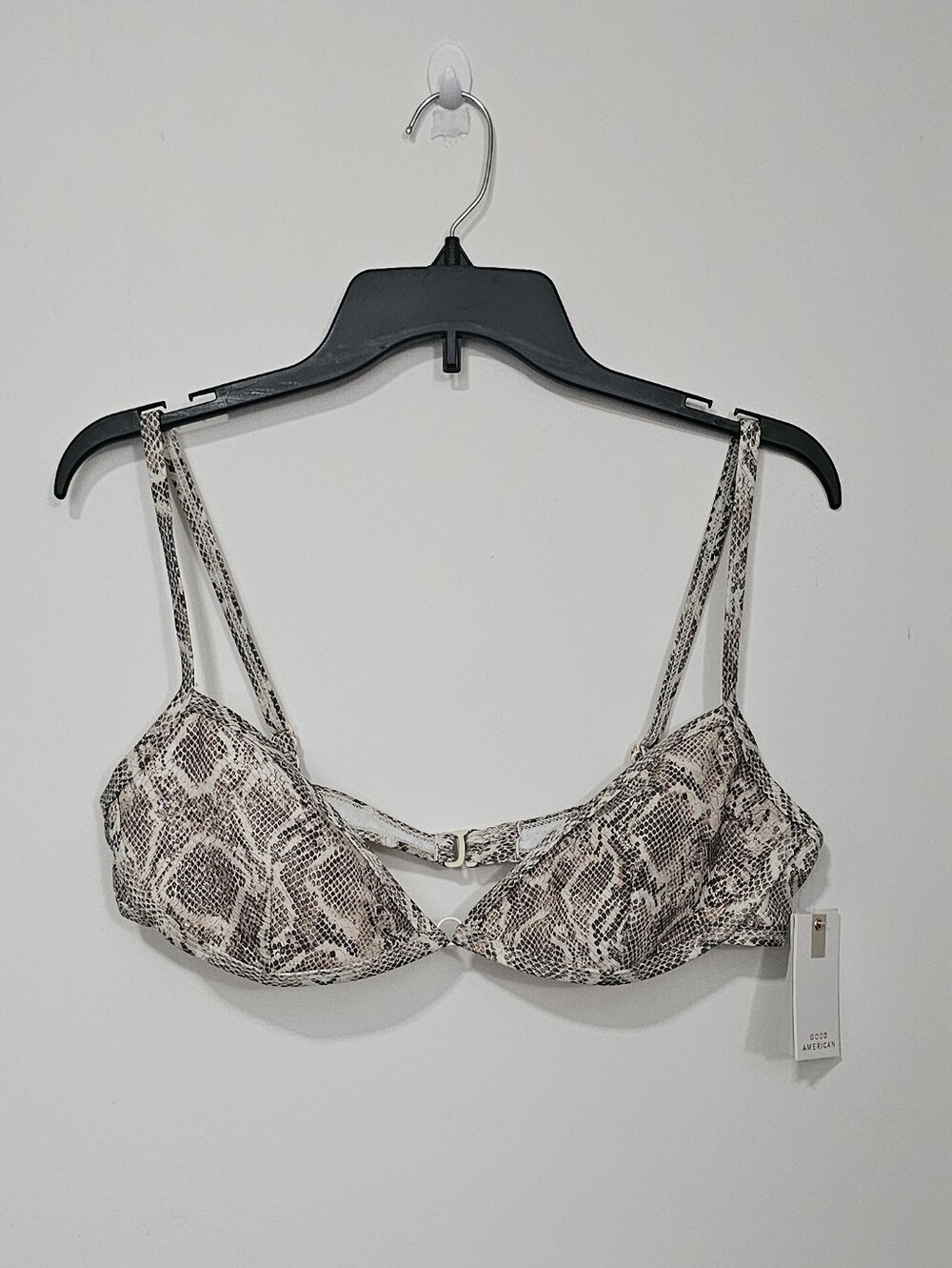 Good American Snake-Print Bikini Bra - Taupe & Black